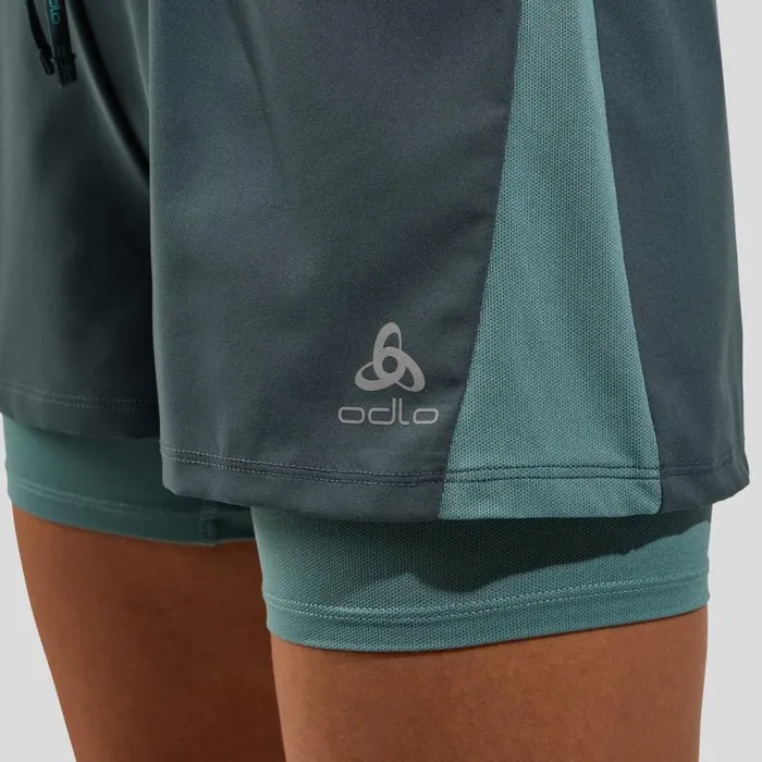 Odlo Shorts The Essentials 3 Inch 2In1 Running Shorts Dark Slate 8211 Aqua Haze 8211 Women