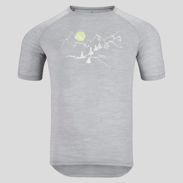 Odlo Tshirts and Polos The Ascent Performance Wool 130 Landscape TShirt Grey Melange 8211 Men