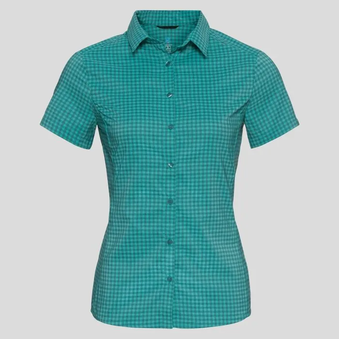 Odlo Tshirts and Polos The Kumano Check Short Sleeve Blouse Jaded 8211 Balsam 8211 Women Odlo Tshirts and Polos The Kumano Check Short Sleeve Blouse Jaded 8211 Balsam 8211 Women