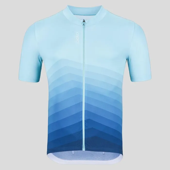 Odlo Tshirts and Polos The Zeroweight ChillTec Aero Print Jersey Porcelain 8211 Blue Wing Teal 8211 Men