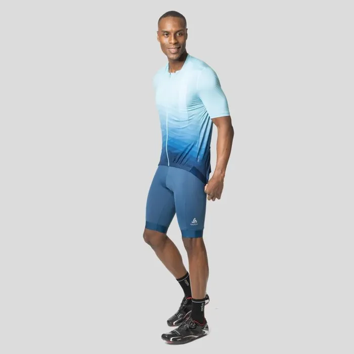 Odlo Tshirts and Polos The Zeroweight ChillTec Aero Print Jersey Porcelain 8211 Blue Wing Teal 8211 Men