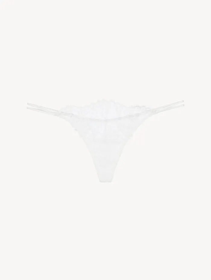 Offwhite Leavers Lace Thong Lingerie La Perla G String and Thong