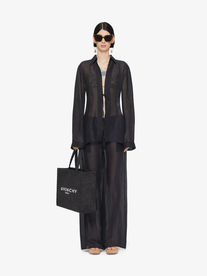 Pants In Silk And Linen Black Women Givenchy Pants and Shorts