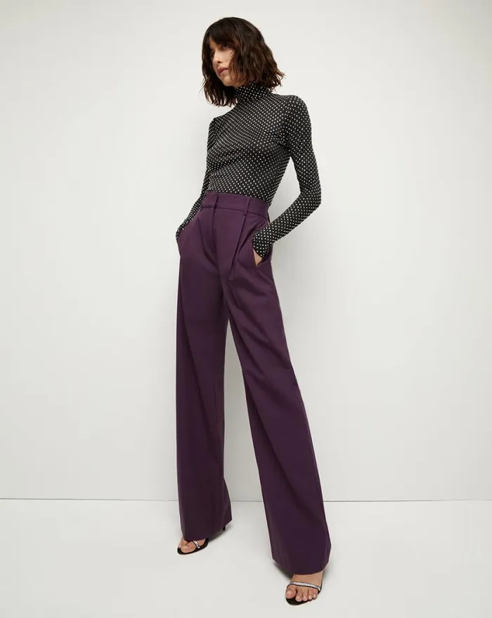 Pants Shop Veronica Beard Ollie WideLeg Pant Dark Aubergine