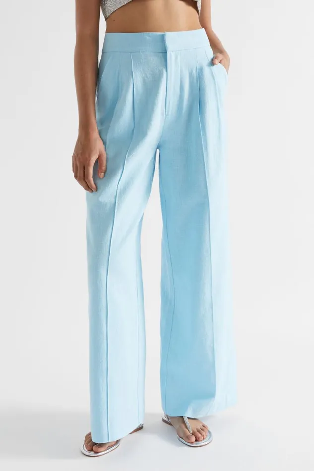 Pants Woman Seed Heritage High Waist Palazzo Pant Shimmer Blue