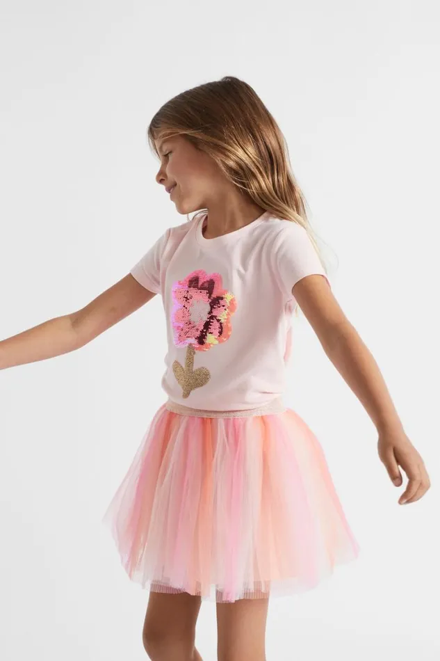 Party Girl Seed Heritage Multi Daisy Sequin Tee Dusty Rose