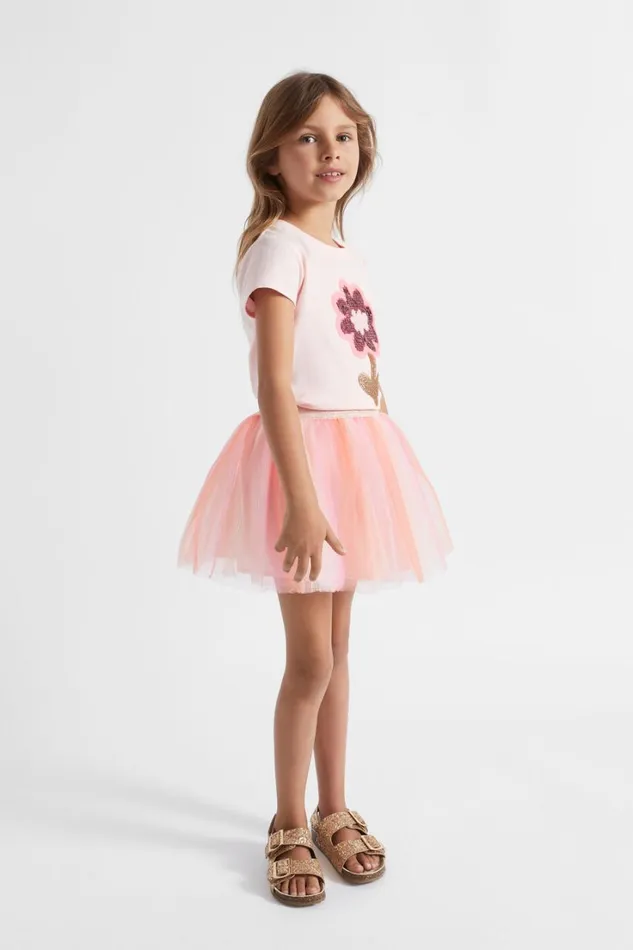 Party Girl Seed Heritage Multi Daisy Sequin Tee Dusty Rose