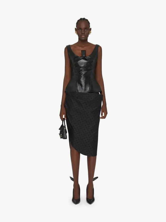 Peplum Top In Leather With Bow Detail Black Women Givenchy Tops and Shirts