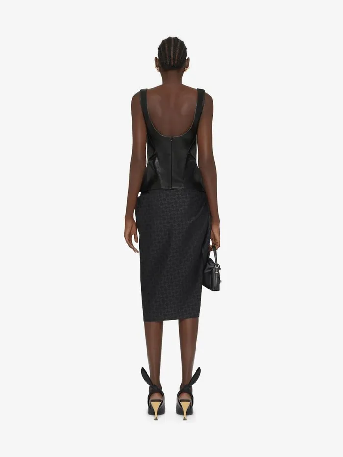 Peplum Top In Leather With Bow Detail Black Women Givenchy Tops and Shirts
