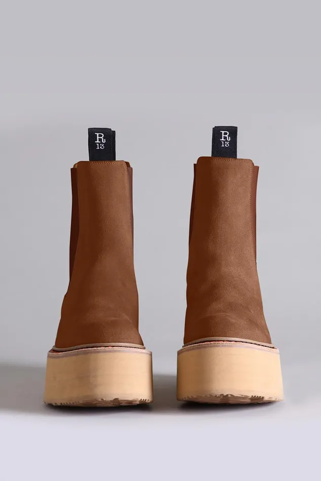 R13 Boots Women Double Stack Chelsea Boot 8211 Brown Suede R13 Boots Women Double Stack Chelsea Boot 8211 Brown Suede