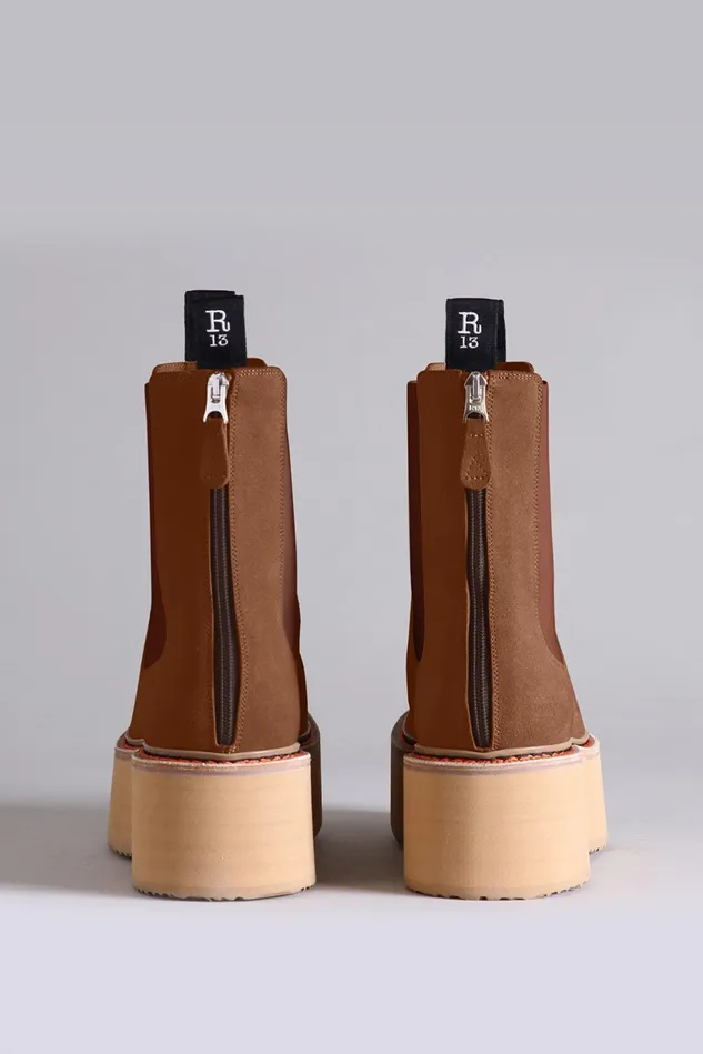 R13 Boots Women Double Stack Chelsea Boot 8211 Brown Suede R13 Boots Women Double Stack Chelsea Boot 8211 Brown Suede