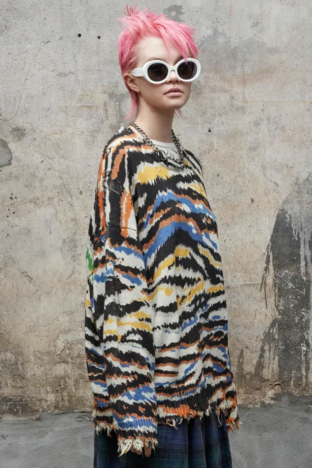 R13 Sweaters Women Oversized Sweater 8211 Multi Zebra