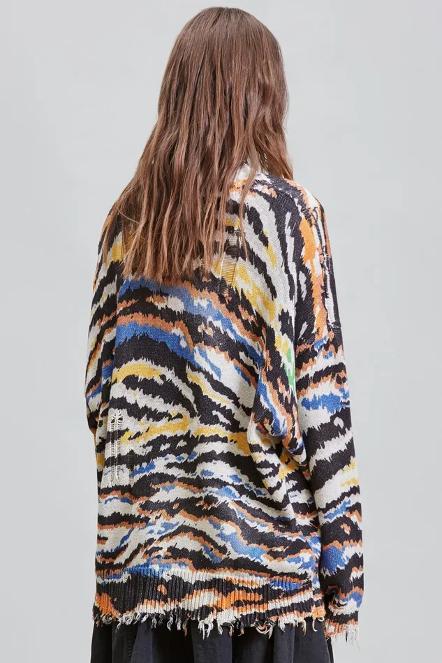 R13 Sweaters Women Oversized Sweater 8211 Multi Zebra