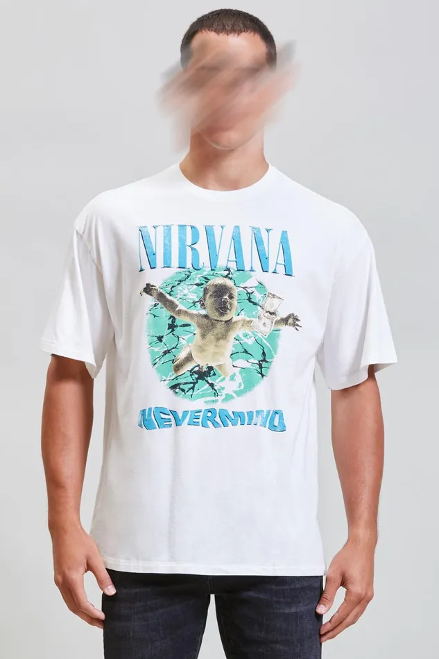 R13 TShirts Men Nirvana Nevermind Album Cover Oversized T Shirt 8211 Ecru