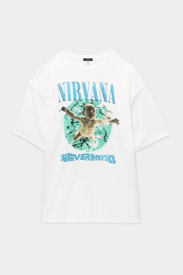 R13 TShirts Men Nirvana Nevermind Album Cover Oversized T Shirt 8211 Ecru