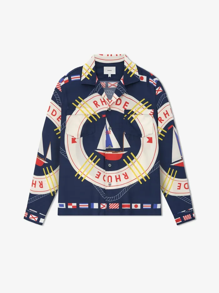 RHUDE FLAG SAIL LS SILK SHIRT Men Rhude Shirts