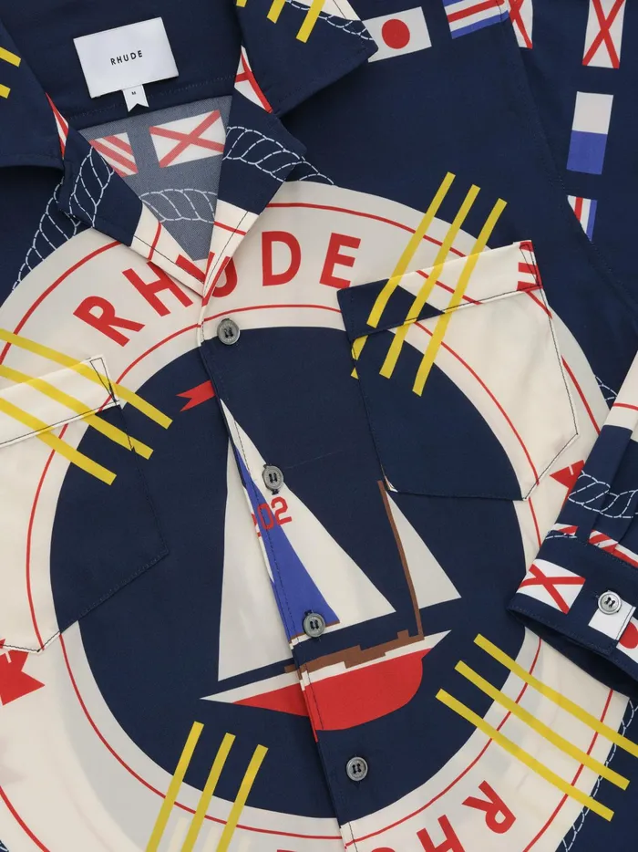RHUDE FLAG SAIL LS SILK SHIRT Men Rhude Shirts