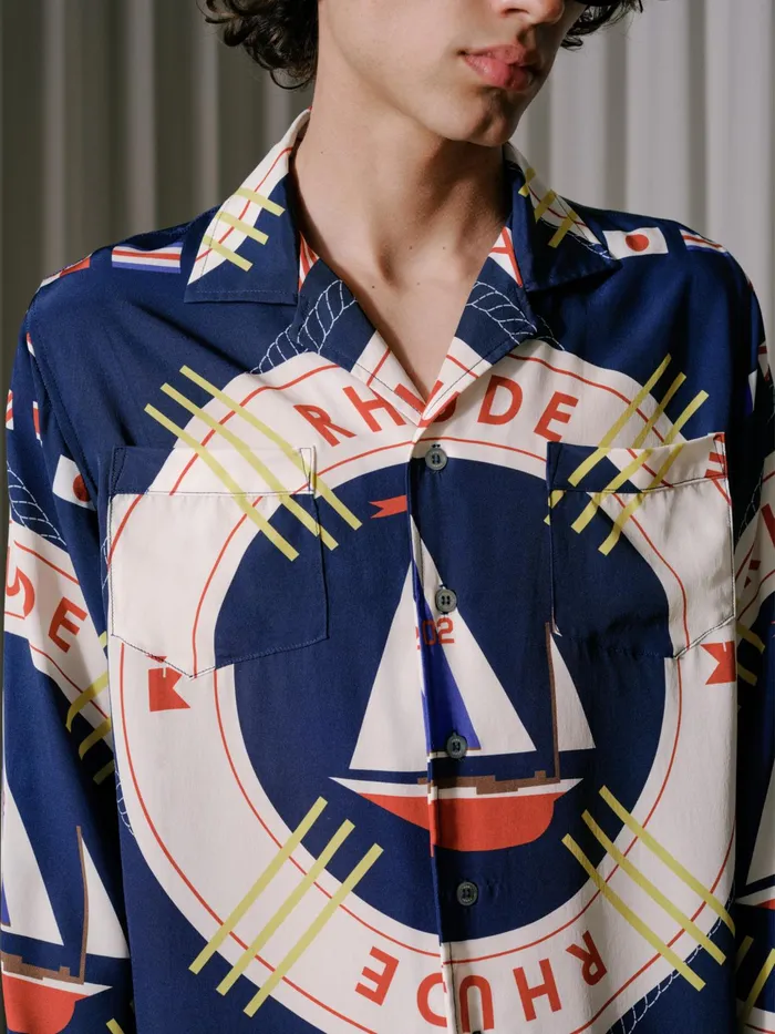 RHUDE FLAG SAIL LS SILK SHIRT Men Rhude Shirts