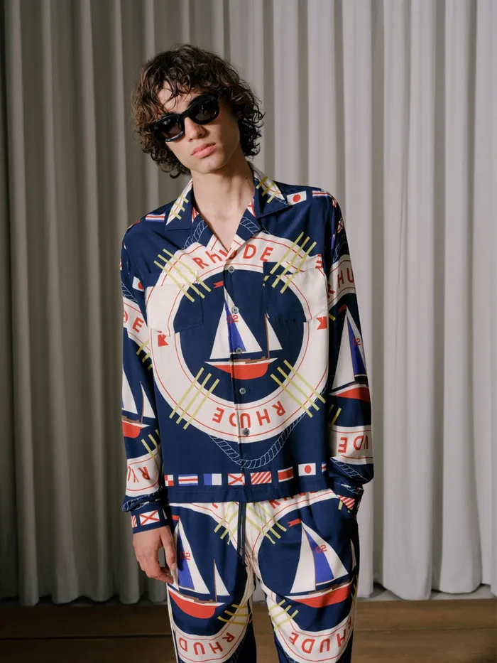 RHUDE FLAG SAIL LS SILK SHIRT Men Rhude Shirts