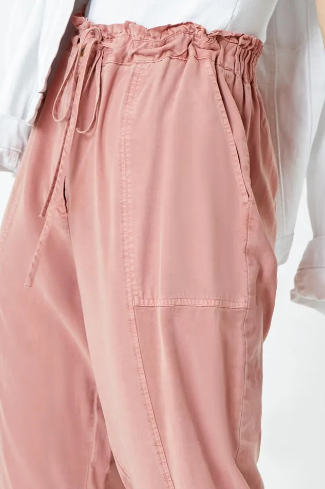 Rose Frill Detail Panel Cropped Trousers Women Roman Trousers