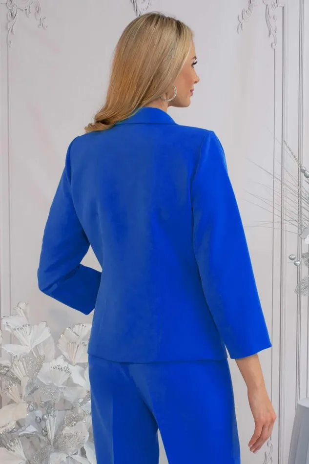 Royal Blue Julianna Pintuck Detail Jacket Women Roman Jackets