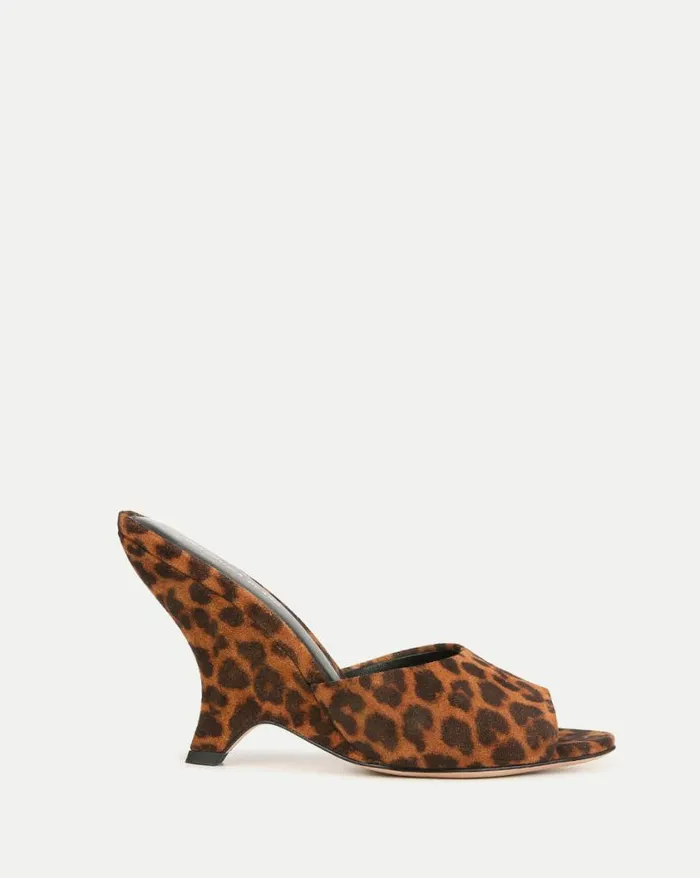 Sandals Shop Veronica Beard Mila Leopard Suede Sculpted Wedge Slide Sandal Leopard