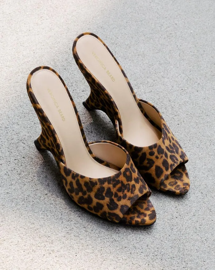 Sandals Shop Veronica Beard Mila Leopard Suede Sculpted Wedge Slide Sandal Leopard