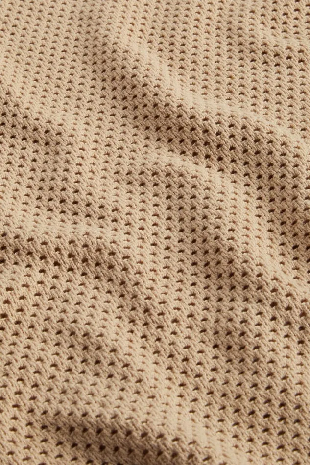Scarves and Kaftans Woman Seed Heritage Crochet Knit Poncho Soft Wheat