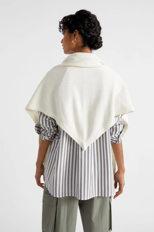 Scarves and Kaftans Woman Seed Heritage Woven Triangle Wrap Cloud Cream