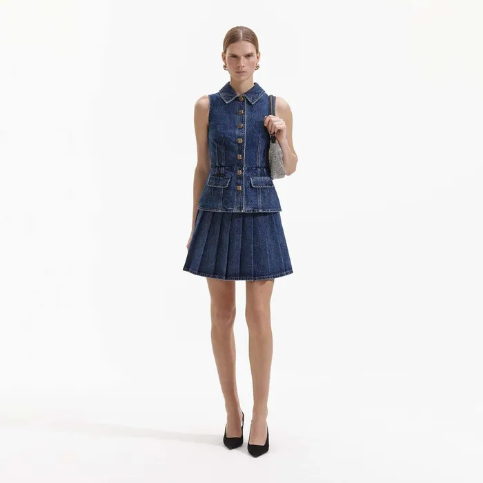 Self Portrait Denim Tailored Denim Mini Dress 8211 Women
