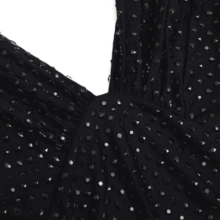 Self Portrait Dresses Black Jersey Rhinestone Mini Dress 8211 Women
