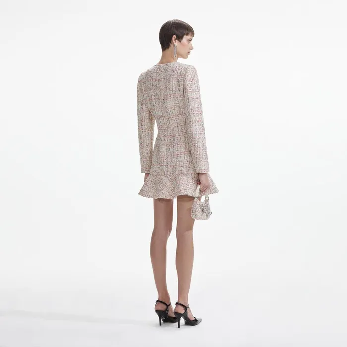 Self Portrait Dresses Pastel Boucle VNeck Mini Dress 8211 Women