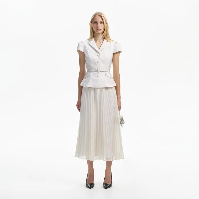 Self Portrait Dresses White Textured Midi Dress 8211 Women
