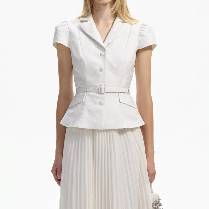Self Portrait Dresses White Textured Midi Dress 8211 Women