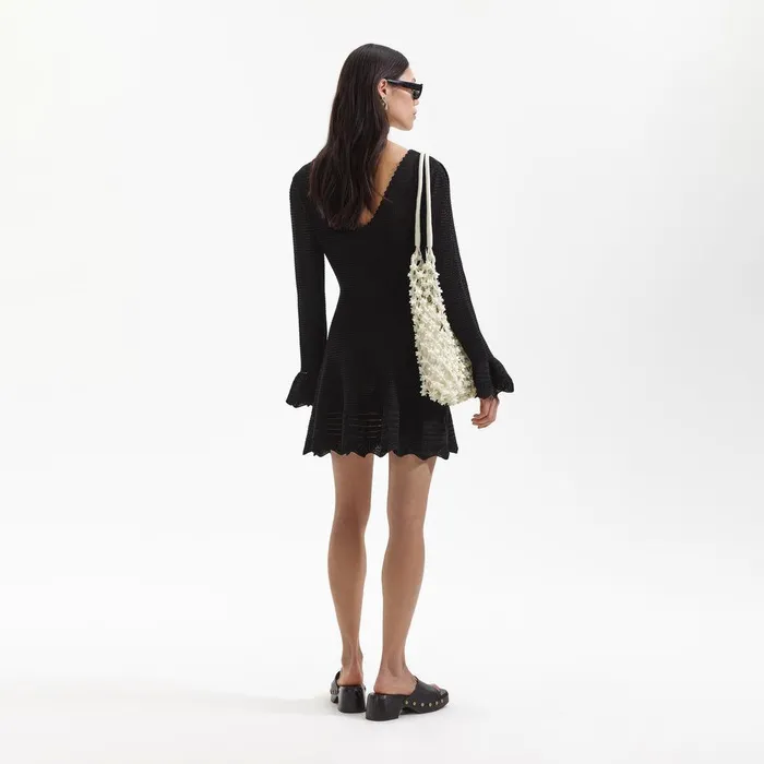 Self Portrait Swim and Resort Black Crochet Mini Dress 8211 Women
