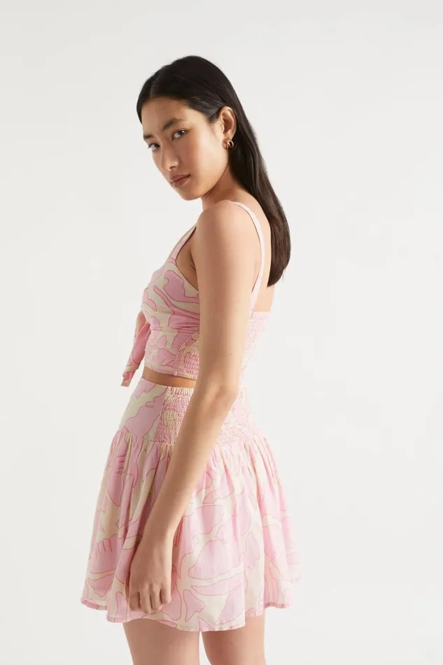 Sets Woman Seed Heritage Voile Floral Mini Skirt Soft Orchid Floral