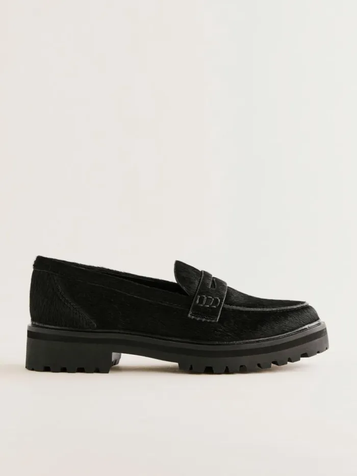 Shoes The Reformation Agathea Chunky Loafer Black Haircalf