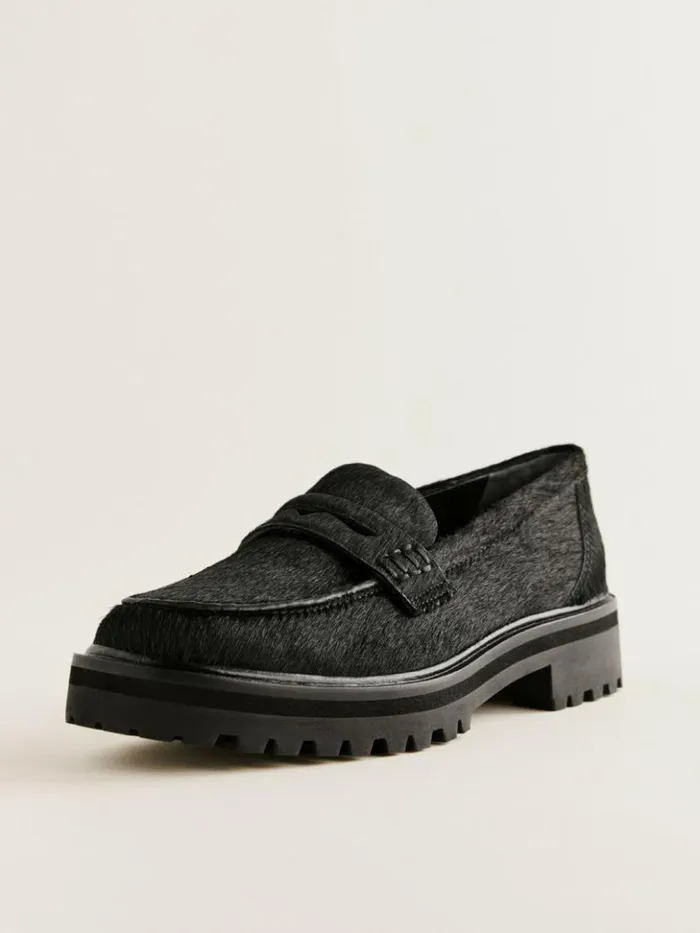 Shoes The Reformation Agathea Chunky Loafer Black Haircalf
