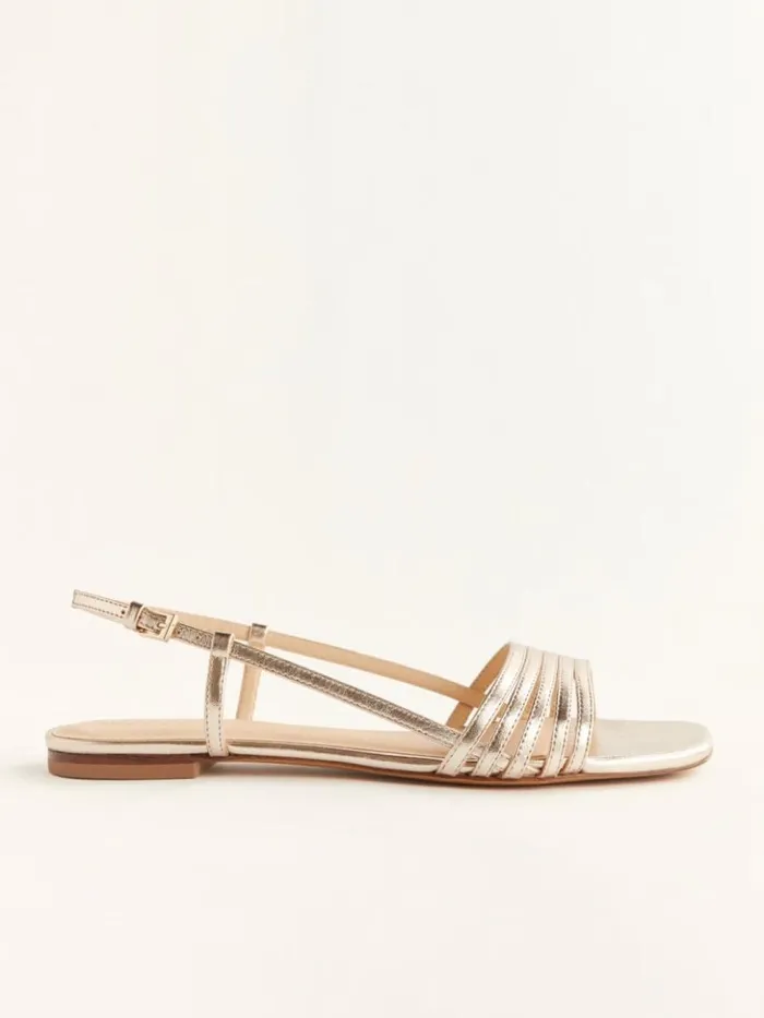 Shoes The Reformation Millie Lattice Flat Sandal Gold
