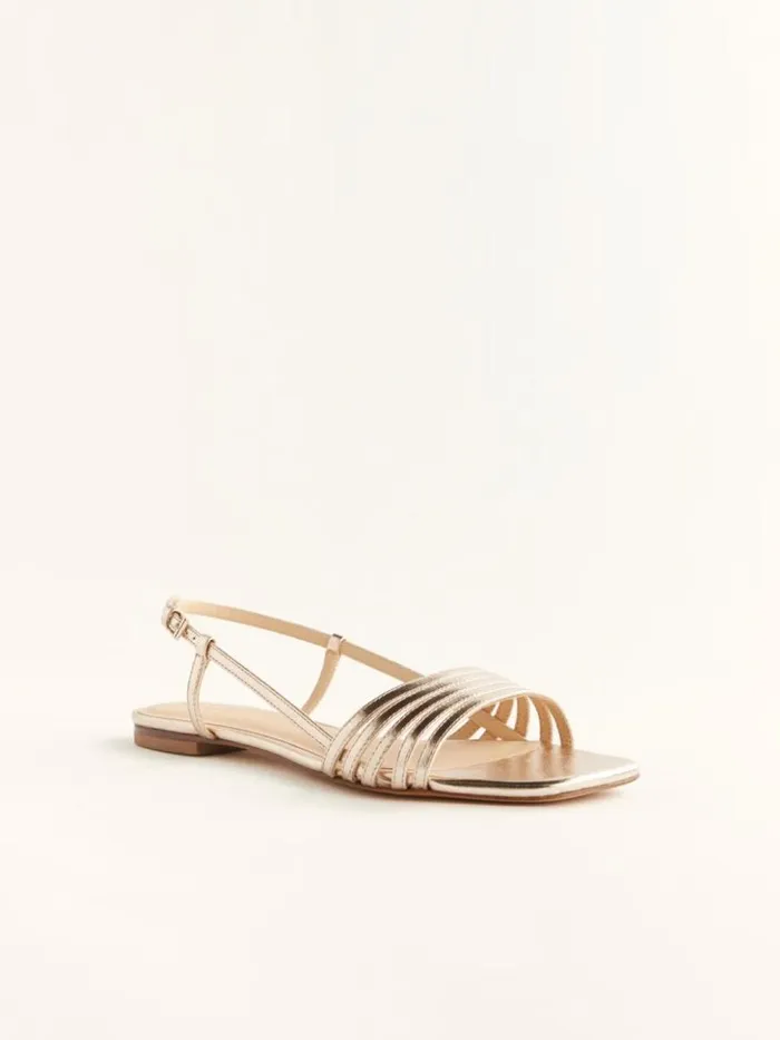 Shoes The Reformation Millie Lattice Flat Sandal Gold