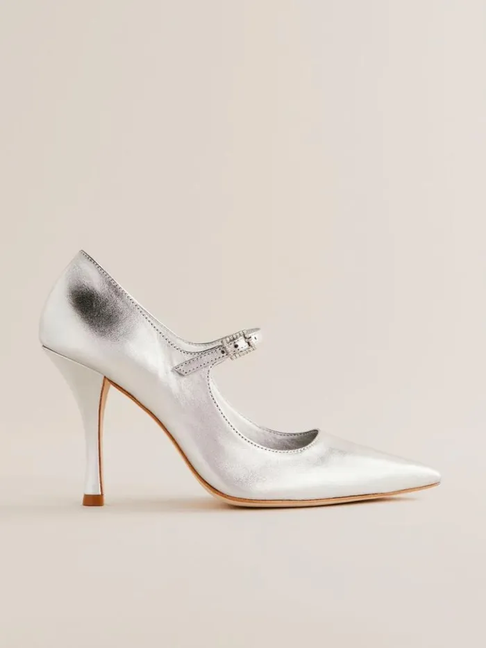 Shoes The Reformation Polly Mary Jane Pump Silver
