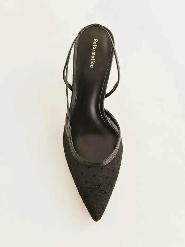 Shoes The Reformation Whitnee Slingback Heels Black Dot
