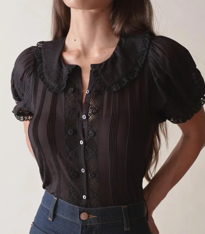 Shop BERNADINE TOP Black DEN Tops