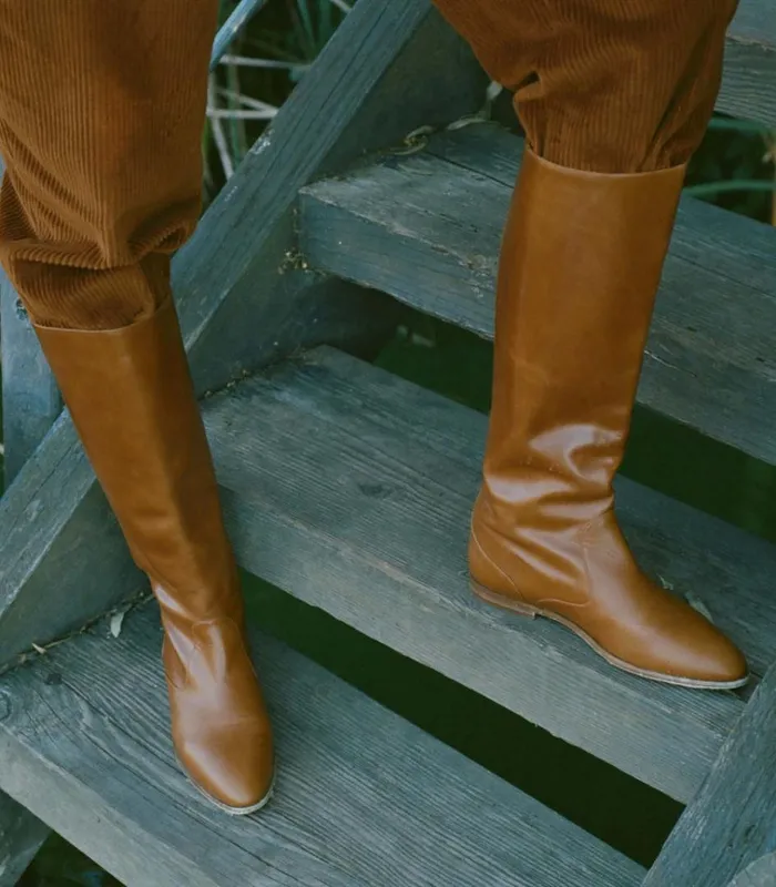 Shop ILLARIA RIDING BOOT Whiskey Polished Calf DEN Footwear