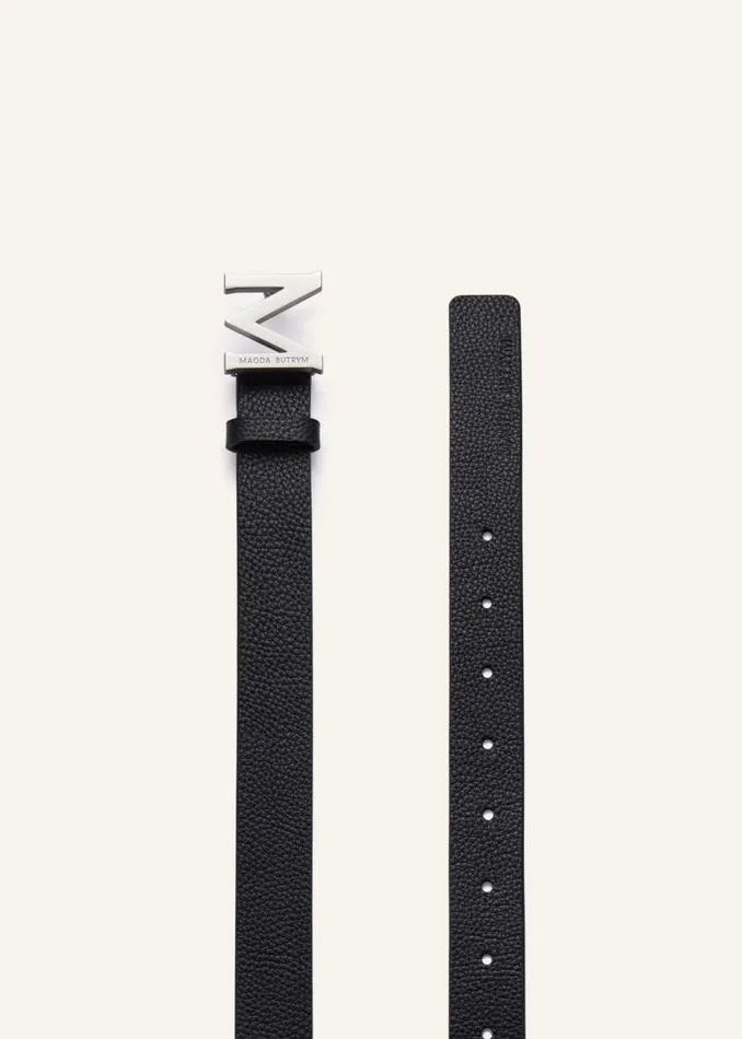 Shop Magda Butrym Accessories M Logo Belt In Black Leather