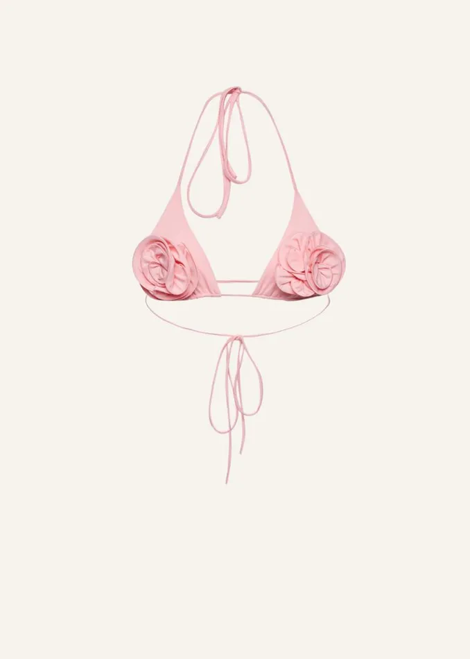 Shop Magda Butrym Beachwear Floral Strappy Triangle Bikini Top In Pink