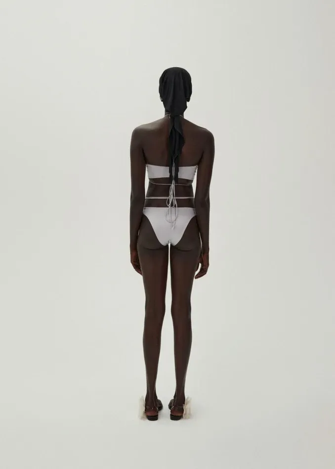 Shop Magda Butrym Beachwear High Waist Pearl Swim Bottom In Metallic Grey Shop Magda Butrym Beachwear High Waist Pearl Swim Bottom In Metallic Grey