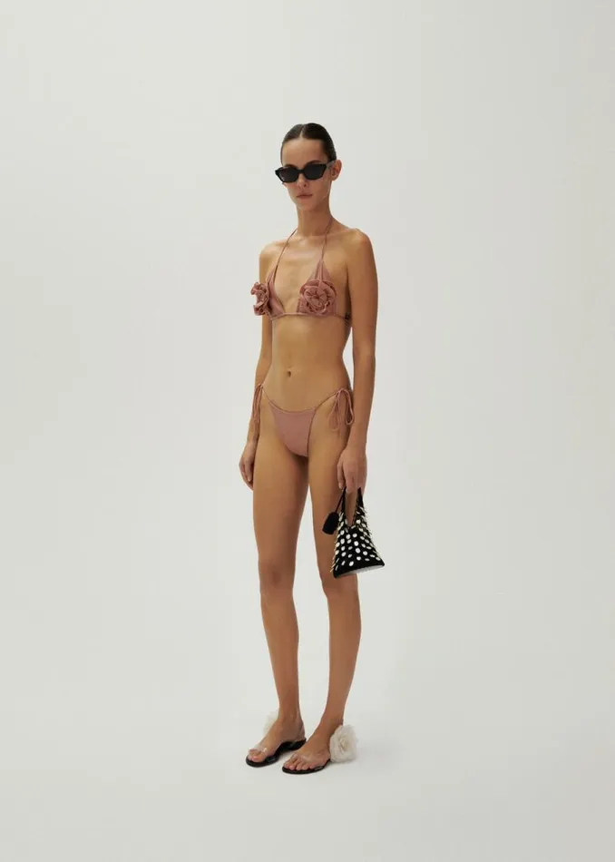 Shop Magda Butrym Beachwear String Tie Swim Bottom In Metallic Blush Shop Magda Butrym Beachwear String Tie Swim Bottom In Metallic Blush