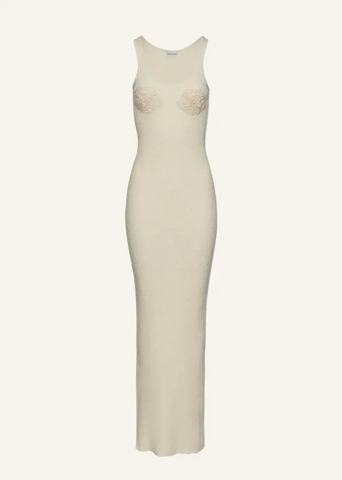 Shop Magda Butrym Dresses Crochet Bra Knit Tank Dress In Cream