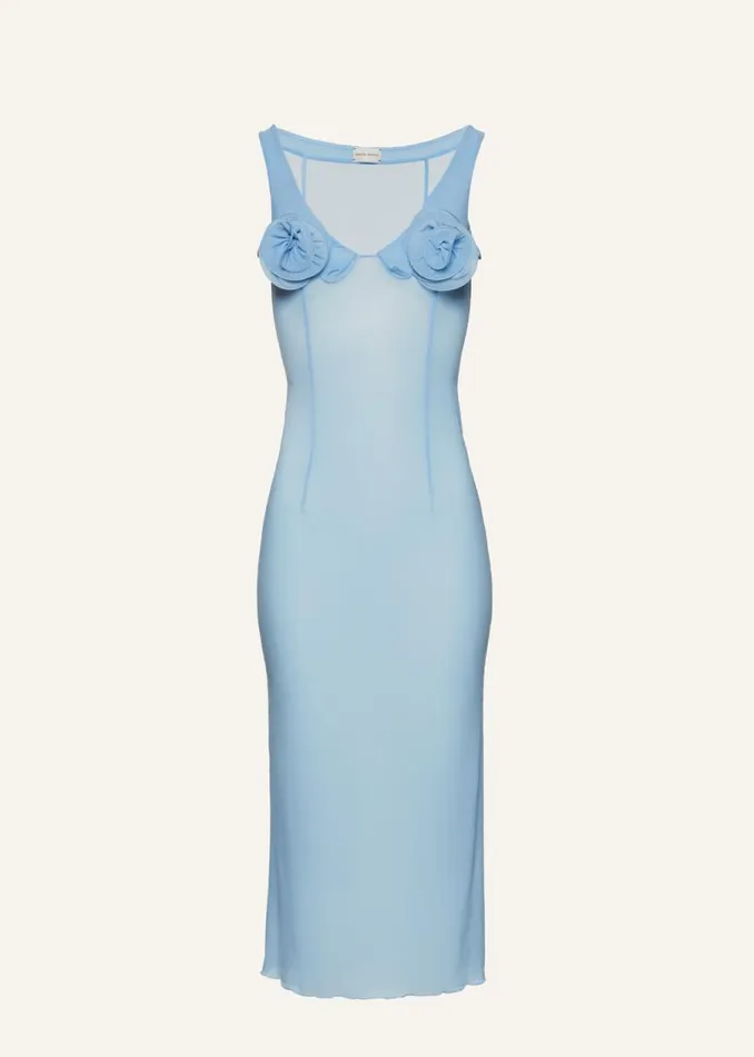 Shop Magda Butrym Dresses Flower Bra Jersey Midi Dress In Light Blue